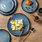 AmorArc Ceramic Dinnerware Sets,Handmade Reactive Glaze Stoneware Plates and Bowls Set,Highly Chip and Crack Resistant | Dishwasher & Microwave Safe Dishes Set,Service for 4 (12pc)