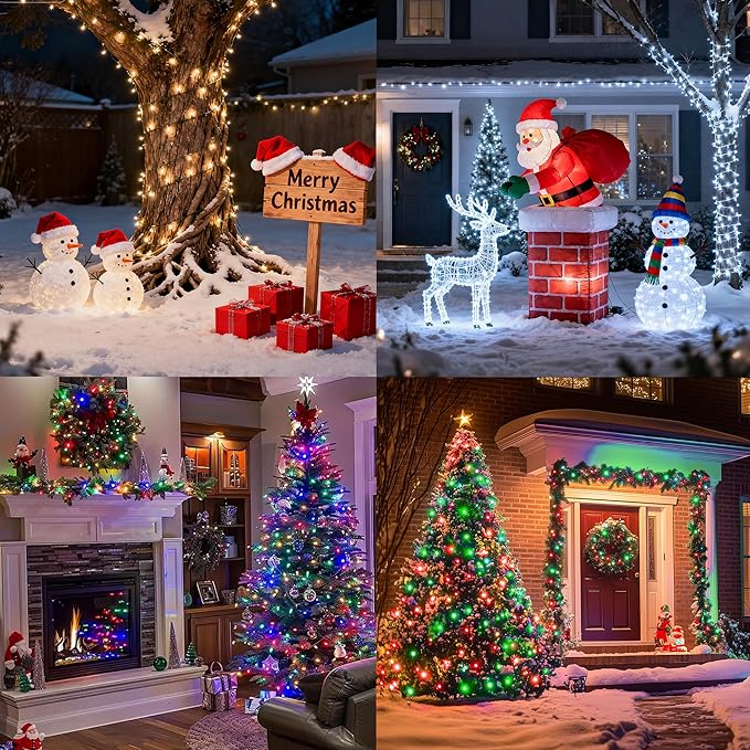 RGB Christmas Lights Outdoor, 164 FT 500 LED Color Changing String Lights with Remote & Timer, Music Sync Multiple Modes Waterproof Christmas Tree Light for Home Party Holiday Xmas Decoration