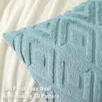 decorUhome Couch Throw Pillow Covers 20x20 Set of 2, Decorative Soft Plush Faux Wool Neutral Accent Pillow Covers for Bed Sofa Living Room, Light Teal