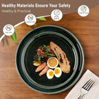 GBHOME Ceramic Dinnerware Sets for 8, 24 Pieces Stoneware Plates and Bowls Sets, Reactive Glaze Dishes -Scratch Resistant, Dishwasher&Microwave Safe, Earth Green