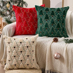 Christmas Pillow Covers 20x20 inch Set of 2 Christmas Decorations Soft Plush Faux Fur Wool Beige Xmas Tree Throw Pillow Cases Winter Holiday Decor for Sofa Living Room PT-012C20