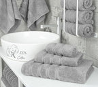 American Soft Linen Premium 3 Piece Towel Set, 1 Bath Towel 1 Hand Towel 1 Washcloth, 600 GSM 100% Cotton Turkish Towels for Bathroom, Light Grey Towel Set