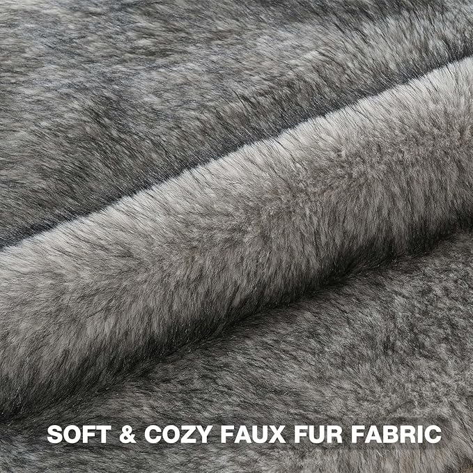FUTEI Grey Decorative Throw Pillow Covers 18x18 Inch Set of 2,Soft Faux Raccoon Fur Textured Cushion Case,Modern Home Luxurious Decor for Couch Bed Living Room