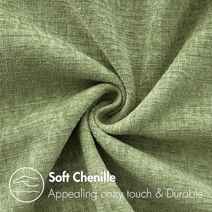 MIULEE Pack of 2 Couch Throw Pillow Covers 12x24 Inch Spring Soft Sage Green Chenille Pillow Covers for Sofa Living Room Solid Dyed Pillow Cases