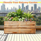 FENCY Metal Planter Box, Large Rectangular Planters for Outdoor Plants, Outdoor Tall Planters with Drainage Holes, Walnut Finish Metal Planters (38" L x 15" W x 16.3" H)