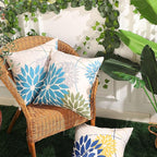 Blue Army Green Outdoor Pillow Covers Set of 2 16X16 Inch Teal Floral Elegant Polyester Flower Pillow Case Outdoor Waterproof Decor for Patio Funiture Garden Linen Cushion Covers 01C16