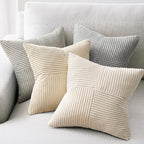 Topfinel Decorative Neutral Throw Pillow Covers for Couch,Boho Cozy Soft Cushion Covers Set of 4 with Corduroy,Accent Pillowcases for Sofa,Bed,Living Room Home Decor 20×20 Inch (Cream,White)