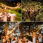 200FT(2 x100FT) G40 Solar String Lights, Globe Outdoor String Lights with 104 E12 Waterproof LED Bulbs, 2700K Shatterproof Patio Lights, Solar Powered Hanging Lights for Christmas Patio Backyard Porch