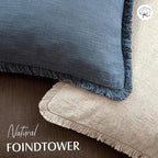 Foindtower Set of 2 Decorative Linen Fringe Throw Pillow Covers Cozy Boho Farmhouse Cushion Cover with Tassels Accent Pillowcase for Couch Sofa Bed Living Room Home Decor,26×26 Inch,Dark Blue