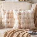 Pack of 2 Thick Plush Throw Pillow Covers Fluffy Wave Faux Fur Decorative Cushion Covers Soft Wool Pillowcase for Sofa Couch Livingroom 22x22 Inch White Beige