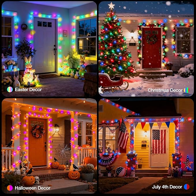 RGB Christmas Lights Outdoor, 164 FT 500 LED Color Changing String Lights with Remote & Timer, Music Sync Multiple Modes Waterproof Christmas Tree Light for Home Party Holiday Xmas Decoration