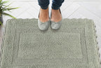 Savi Home Cotton Crochet Bathmat with Antiskid 17x24 Sage Green, 100% Pure Cotton, Super Soft Bath Rug, Plush & Absorbent, Hand Tufted Heavy Weight Construction, Full Reversible Step Out Rugs