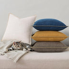 decorUhome Decorative Outdoor Throw Pillow Covers 12x20 Set of 2, Lumbar Linen Farmhouse Euro Pillow Covers with Stitched Edge, Rustic Neutral Pillow Covers for Couch, Sofa, Living Room, Chocolate