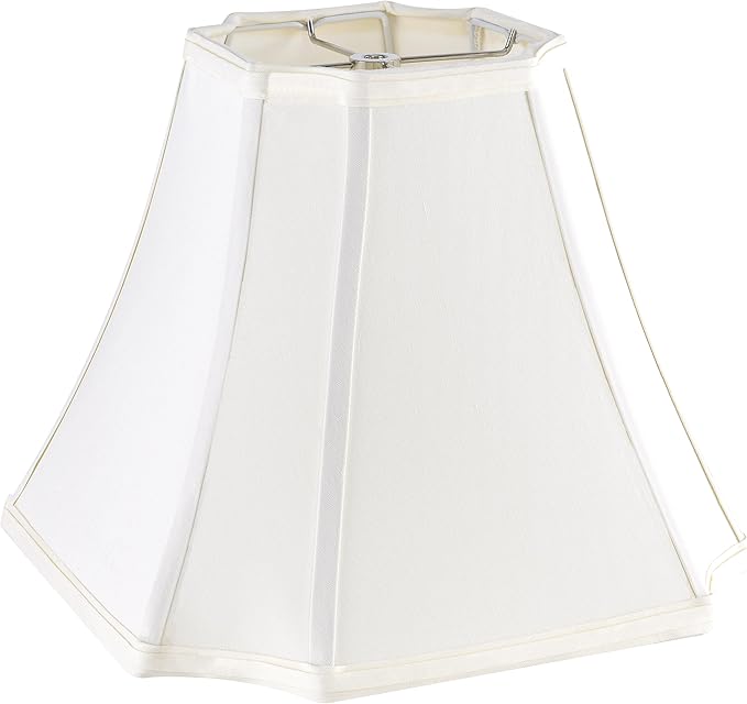 GO&SO Square Lamp Shades for Floor and Table Lamps, 6.5x13.2x10.6", Cream-Yellow, Natural Fabric Lampshade Bell Cut Corner Replacement for Nightstand Lamp, Easy Assembly Required (Single)