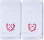 Decorative and Monogrammed Hand Towels for Bathroom Kitchen Makeup | Personalized Gift for Wedding-Bridal | Roman Font Custom Luxury Turkish Towel | Spa Collection, Oversized, 16 X 30 Inch, Set of 2
