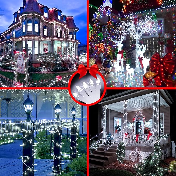 509FT Christmas Lights Outdoor 1350 LED Christmas Tree Decorations Lights with 8 Modes & Timer Memory, Plug In Clear Wire Waterproof LED Xmas Light for Yard Trees Wedding Party Holiday (Cool White)