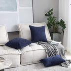 Home Brilliant 2 Pack Throw Pillow Covers 26x26 Striped Textured Velvet Corduroy Decorative Europe Sham Throw Pillow Cushion Cover for Couch, 26 x 26 inch, Navy Blue