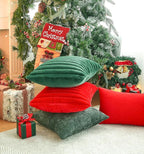 Pack of 2 Christmas Red Pillow Covers 16x16 Inch Decorative Faux Fur Throw Pillow Cover, Soft Lumbar Plush Pillowcases for Couch Sofa Bed Living Room, Fluffy Cute Home Boho Accent Decor