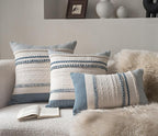 Boho Throw Pillow Covers 20x20 Inch Set of 2, Blue Textured Decorative Couch Pillow Cases for Farmhouse Home Decor, Accent Cushion Cover for Sofa, Bed, Living Room, Bedroom