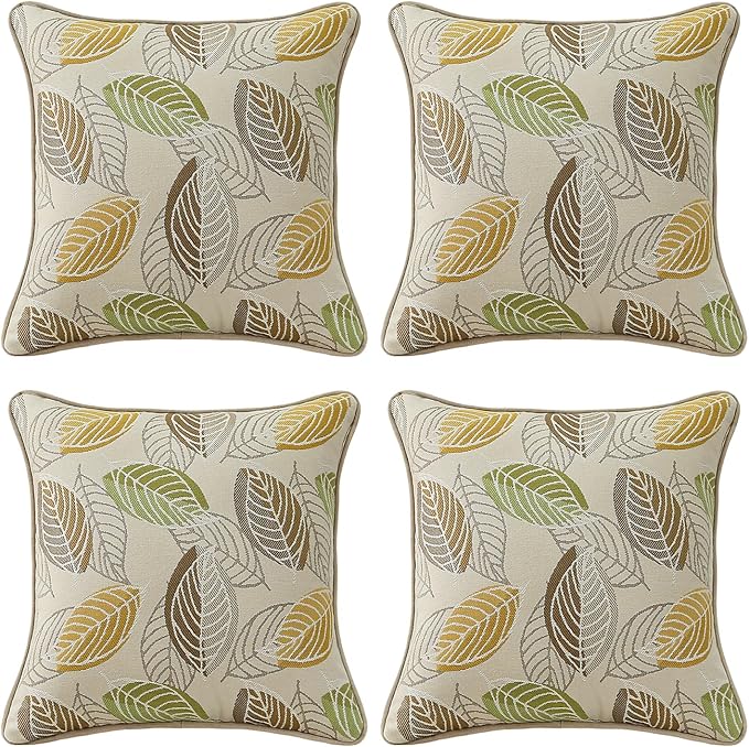 Outdoor Sunbrella Decorative Pillows Pack of 4, 18" x 18" Outdoor Pillow Set for Couch Bed Throw Patio Sofa, Momento Spring