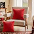 Home Brilliant Red Pillow Covers 20x20 Set of 2 Super Soft Corduroy Stripes Velvet Day Decorative Throw Pillow Covers for Couch Patio Christmas, 20 x 20 Inches, Red