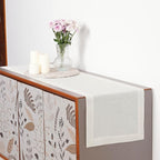 D'Moksha Homes Linen Ivory Table Runner 90 Inches Long - 100% Pure Linen 14 x 90 Inch Table Runner for Dining, Fall, Autumn and Halloween - Machine Washable
