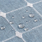 MitoVilla Boho Small Stall Shower Curtain 36 x 72, Blue Narrow Polyester Linen Fabric Shower Curtains for Farmhouse Bathroom Decor, Half Size Cloth Shower Curtain Set with Hooks