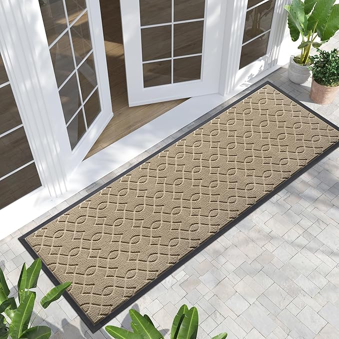 Yimobra Outdoor Runner Rug 72x24, All-Season Waterproof Doormat Outdoor Entrance, Heavy Duty Non-Slip Outside Commercial Grade Door Mat, Easy Clean, Light Beige