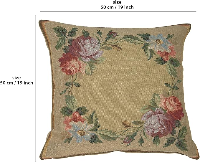 Charlotte Home Furnishings Floral Decorative Throw Pillow Cover 19x19 in, Amboise French Country Couch Pillow Case, Home Decor Cozy Tapestry Cushion Cover, European Cotton Jacquard Woven