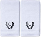 Decorative and Monogrammed Hand Towels for Bathroom Kitchen Makeup | Personalized Gift for Wedding-Bridal | Roman Font Custom Luxury Turkish Towel | Spa Collection, Oversized, 16 X 30 Inch, Set of 2