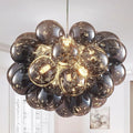 Longree Bubble Ball Chandelier Smoked Black, Dia 20 inch Oval Bubble Glass Pendant Light Fixture for Bedroom Study Bathroom