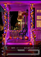 Brightown 2 Pack Halloween Solar String Lights Outdoor, Total 144Ft 400 LED Twinkle Fairy Lights Waterproof with 8 Modes Auto On/Off for Patio Tree Garden Party Home Decorations (Orange&Purple)