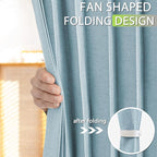 Jubilantex Folding Linen Shower Curtain for Bathroom Blue Waterproof Shower Curtain 1 Panel with 14 Metal Grommets and 1 Tie Back for Hotel,70"x70"