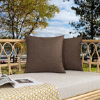 Kevin Textile Pack of 2 Decorative Outdoor Waterproof Pillow Covers Garden Checkered Cushion Sham Throw Pillowcase Shell for Patio Tent Couch 20x20 Inch Brown