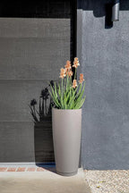 Veradek Vega Round Tall Planter Pots for Indoor/Outdoor Use | Made from Plastic - Stone Mix with Drainage Holes | Perfect for Small to Large Succulent Plants, Flowers, Modern Interior Plants
