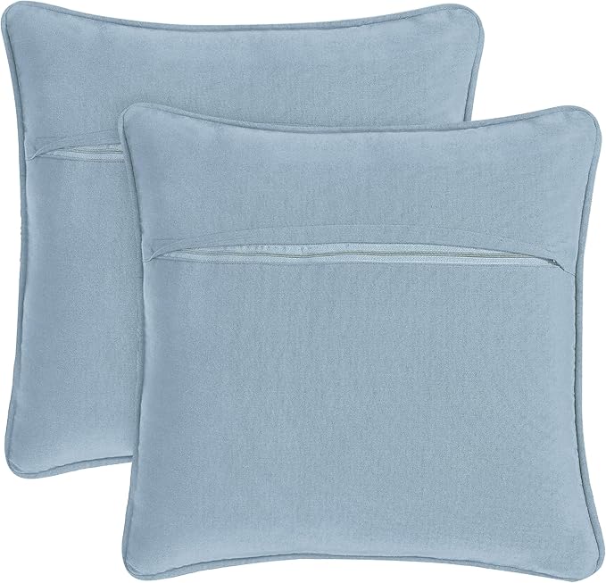 Boho Living 18x18 Light Blue Throw Pillow Covers Pillow Insert not Included - Boho Pillow Covers Only, Pack of 2