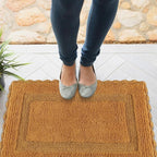 Savi Home Cotton Crochet Bathmat with Antiskid 21x34 Mustard, 100% Pure Cotton, Super Soft Bath Mat, Plush & Absorbent, Hand Tufted Heavy Weight Construction, Full Reversible Step Out Rugs