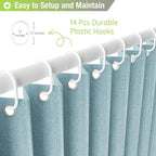 Jubilantex Folding Linen Shower Curtain for Bathroom Blue Waterproof Shower Curtain 1 Panel with 14 Metal Grommets and 1 Tie Back for Hotel,70"x70"