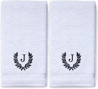 Decorative and Monogrammed Hand Towels for Bathroom Kitchen Makeup | Personalized Gift for Wedding-Bridal | Roman Font Custom Luxury Turkish Towel | Spa Collection, Oversized, 16 X 30 Inch, Set of 2