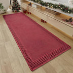 RESARE Waffle Bathroom Runner Rugs, Super Absorbent Bath Mat Non Slip Washable Quick Dry, Upgraded Ultra Soft Boho Bath Rugs with Tassels for Hallway Bedroom Laundry Room, 2'x6'(24"x72"), Red