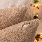 AQOTHES Khaki Winter Throw Pillow Covers 18x18 Inch Set of 2, Boucle Faux Fur Pillow Covers,Cozy Fluffy Home Living Room Farmhouse Decor for Sofa Couch Bed