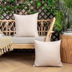 Kevin Textile Pack of 2 Decorative Outdoor Waterproof Pillow Covers Garden Cushion Sham Throw Pillowcase Shell for Patio Tent Couch 20x20 Inch Light Beige