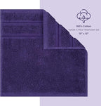 American Soft Linen Luxury Washcloths for Bathroom, 600 GSM 100% Cotton 4 Piece Turkish Wash Cloth Set, 13x13 in Soft Rags for Body and Face, Purple Washcloths