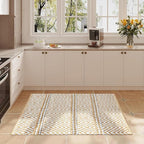 Bedding Craft Jute Cotton Stripe Area Rug for Living Room 24x36 Inch - Natural Ivory - Machine Washable 2x3 Feet Rugs - 70% Jute and 30% Cotton