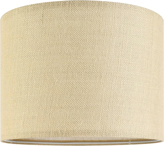 GO&SO Set of 2 Lamp Shades for Table Lamps Floor Lamps Rustic Brown Drum Lampshades- 13" Top x 13" Bottom x 10" High (Spider) Natural Burlap - Medium Lampshades Modern -Farmhouse Assembly Required