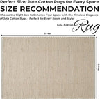 Bedding Craft Jute Cotton Matty Area Rug for Living Room 36x60 Inch - Natural - Machine Washable 3x5 Feet Rugs - 70% Jute and 30% Cotton