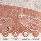 Boho Farmhouse Heavyweight Shower Curtain with Tassels, Rustic Cotton Linen Woven Fabric Striped Shower Curtain Water Repellent, Rusty Red Shabby Chic Shower Curtains for Bathroom