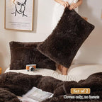 XeGe Faux Fur Brown Pillow Cases, Plush Shaggy Ultra Soft Fluffy Velvet Decorative Pillowcases, Furry Fuzzy Pillow Shams Zipper Closure, Set of 2 (King,Coffee)