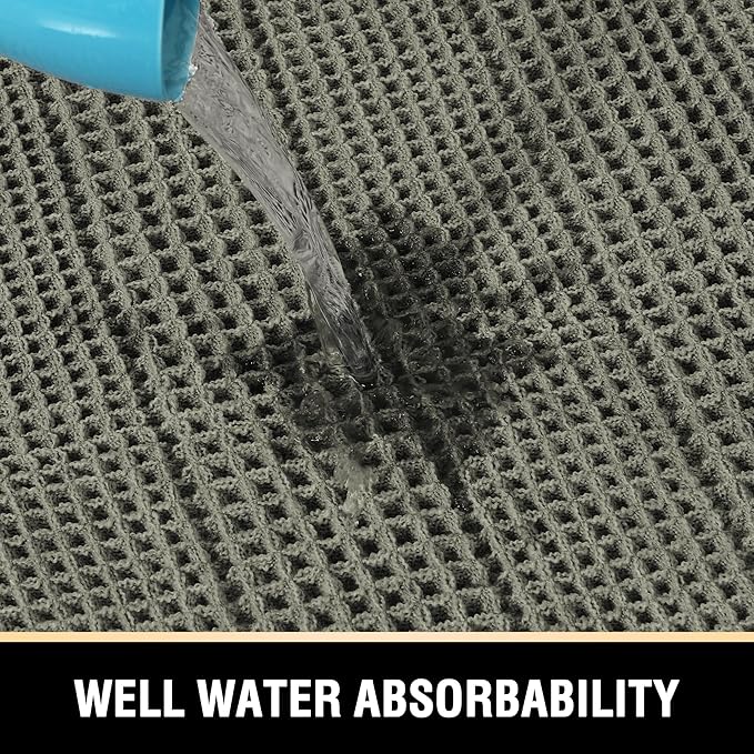 H.VERSAILTEX Waffle Bath Mat Super Absorbent Bathroom Mats Non Slip Bath Rugs for Bathroom Floor Machine Washable Ultra Soft Bathroom Rugs for Beside Tub, (32 x 20 Plus 24 x 17 - Inches, Smokey Olive)