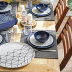 bzyoo 100% Melamine 14 inch Round Platter Dishwasher Safe Food Serving Tray for Casual dining Indoor and Outdoor Dining Party Cocktails (Spidy French Navy)